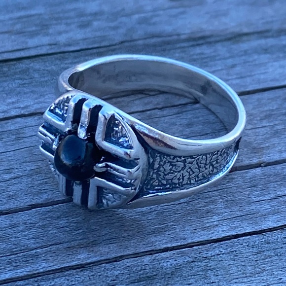 MEDICINE WHEEL Ring .925 Sterling Silver w/ genuine Star Diopside made in USA - Picture 13 of 14